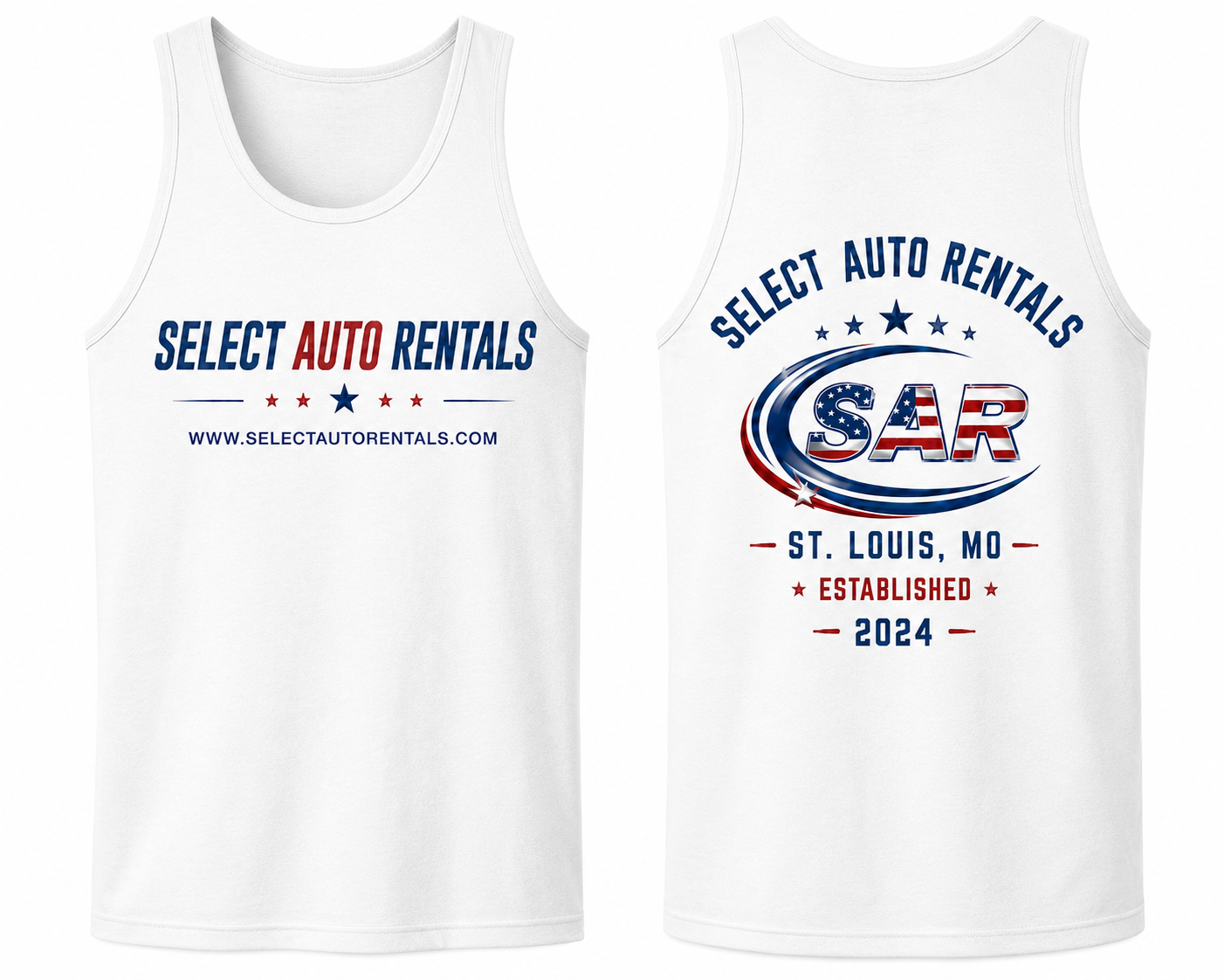 Select Auto Rentals patriotic tank top