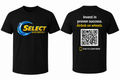 Select Auto Rentals black investor t-shirt front and back mockup